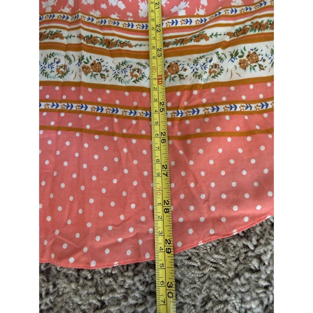 11.1 TYLHA Anthopologie Coral Floral Border Print Split V-Neck Blouse Top Size S - Picture 5 of 8